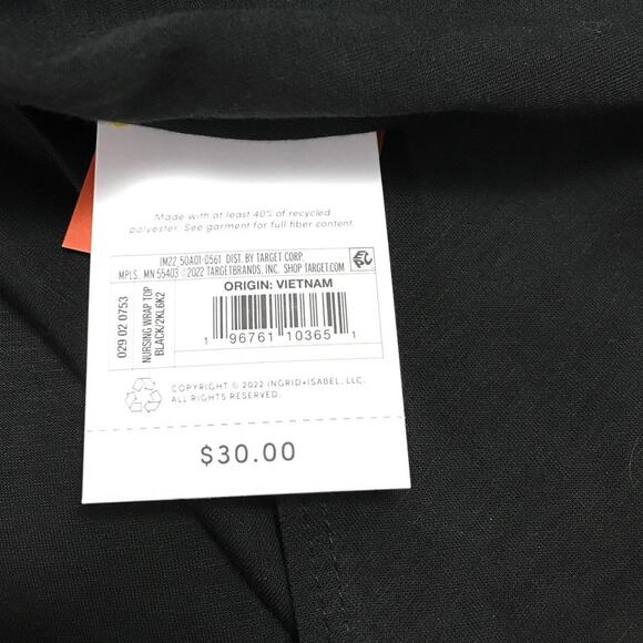 Isabel by Ingrid + Isabel Black V-Neck 3/4 Sleeve Nursing Wrap Top M - Picture 8 of 8